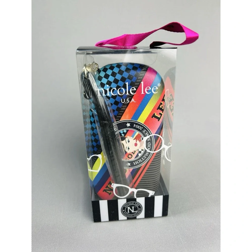 Nicole Lee Designer Glasses Case Racing Girl Hard Sided With Strap NEW In Box